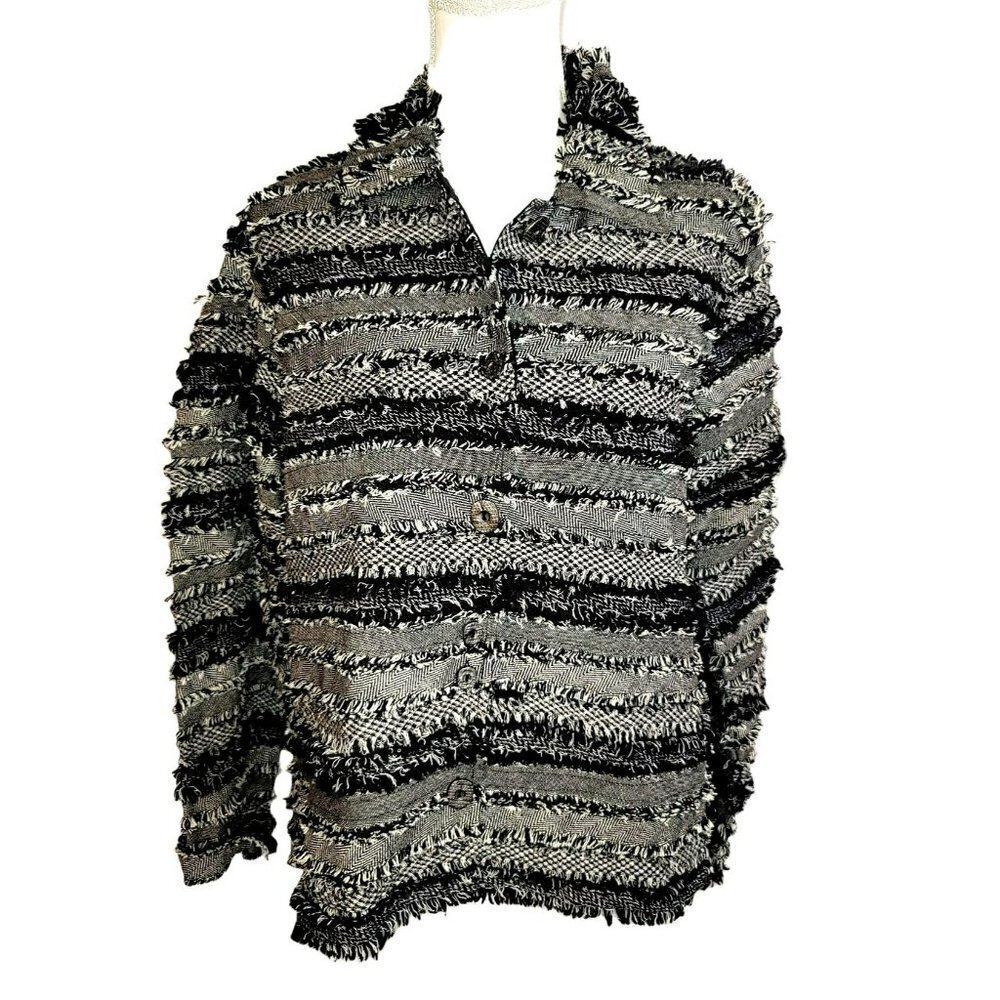 Life Style Strip Rough Edge Jacket - Size L